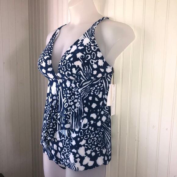 BEYOND CONTROL Retail $147 Blue Animal Haven Tankini High Waist Bottom Size 12 - Picture 4 of 7